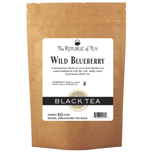 The Republic of Tea Wild Blueberry Black Tea, 50 Tea Bags, Rich Natural Blueberry Fine Black Tea