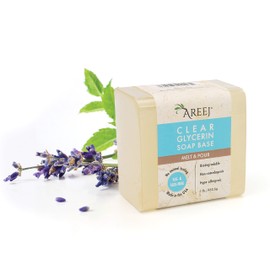 Areej Clear 100% Natural Glycerin Soap Base - Melt & Pour Style - Hypoallergenic, Non-GMO, SLS-Free - 1Lb package