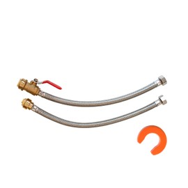 TigerBite 3/4 x 3/4 FIP 16" Water Heater Hose Kit with Disconnect Clip - Lead-Free Brass Ball Valve and Stainless Steel Flex Hose - Push Connect Fittings - High Flow Rate Plumbing Supplies