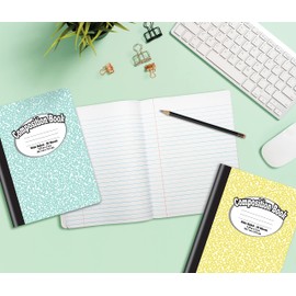 Better Office Products Composition Book Notebook, Hardcover, Assorted Pastel Covers, Wide Ruled (11/32-inch), 80 Sheet, One Subject, 9.75" x 7.5", 6 Pack