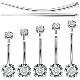 Boernfnso Internally Threaded Belly Button Rings Surgical Stee, Extra-Long & Short Simple Belly Rings, 14G Belly Piercing Jewelry,Navel Piercing Jewelry for Women Men 6mm 8mm 10mm 12mm 14mm 16mm