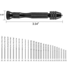 Takelablaze Pin Vise Small Hand Drill 49pcs Hand Drill Bits Set Manual Craft Drill Micro Twist Drill Bits Set Rotary Tools for Wood, Jewelry, Plastic, Resin, Miniature