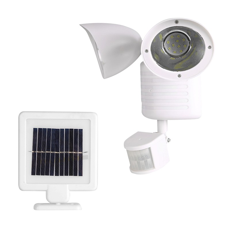 Outdoor Waterproof Double Lamp Head 22 LED Solar Power PIR