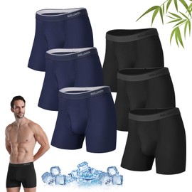 IGOLUMON Boxer Hombre 6 Pares Calzones de Hombre Transpirable y Fresco Calzoncillos Bóxers de Rayón de Bambu Ropa Interior Hombre Cómodos Elásticos Boxers con Bragueta