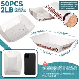 MotBach 50 Pack 2LB Paper Food Boat Trays Football Decorations Party Favers, Disposable Kraft Food Serving Tray Boat Plate Bowl for Snack Popcorn Sandwich Hot Dog Dessert Bakery BBQ Taco Fries Nacho