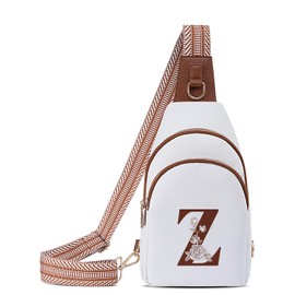 Initial Women Crossbody Bag Sling Shoulder Purse Fanny Travel Pack Side Cross Body Small Leather Belt Backpack Mom Her Daughter Mother Sister Girlfriend Best Friend Christmas Xmas Unique Birthday Gift