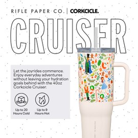 Corkcicle x Rifle Paper Co. Nutcracker Ballet Cruiser Insulated Tumbler with Handle and Straw, 40 oz – Reusable Water Bottle Keeps Beverages Cold 20hrs, Hot 9hrs – Cupholder Friendly, Spill Proof