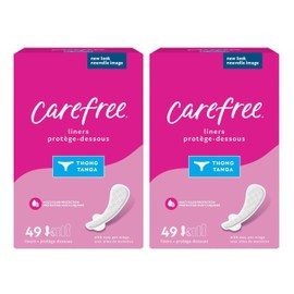 Carefree Thong Pantiliners, Unscented, 49 Count (Pack of 2)