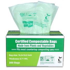 Compostable Bags, 2.6 Gallon Food Scraps Yard Waste Bags, 300 Count, Extra Thick 0.71 Mil. ASTM D6400 Compost Bags Small Kitchen Bag Certified by BPI and TÜV AUSTRIA