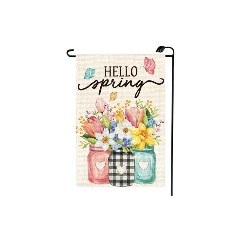 Spring Garden Flag 12x18 Inch Double Sided Outside Floral Mason