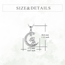 YFN Rabbit Necklace Sterling Silver 925 Chain with Pendant Moon Rabbit Zirconia for Women Mother Girlfriend Girls, Sterling Silver, Cubic Zirconia