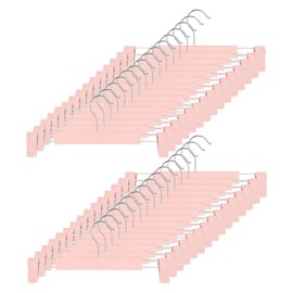 GUANJUNE Clothes Pants Hangers, Space-Saving Skirt Holders with 360 ° Swivel Hooks, Adjustable Clips, Trouser Hangers, Clothes Coat Garment Jeans Hangers (30 Pack, Pink)