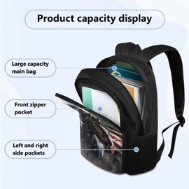 Tomeusey American Flag Horse Student Backpack, Portable Kids Student Bookbag with Water Bottle Sleeve Lunch Box Pencil Case for School, Back to School Gift for Boys Girls