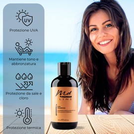 md LINE Sunscreen Shower for Hair and Body After Sun Sea and Pool, Keeps Tones and Tanning - Natural Formula Gentle Moisturising Professional Shampoo without Sulphates and Parabens