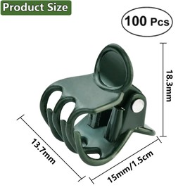 Pack of 100 Plant Clips, Orchid Clips, 1.5 cm, Dark Green Plant Clips, Orchid Clips, Plastic Plant Clips for Supporting and Holding Plants