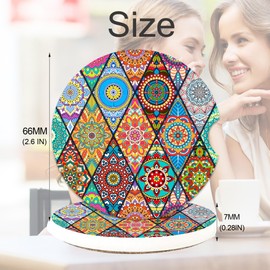 Colorful Bohemian Car Coasters for Cup Holders, Car Accessories, 2 Pack Absorbent Ceramic Car Cup Holder Coasters for Drinks, Cute Car Gifts for Women Men, Universal Non-Slip with Finger Notch