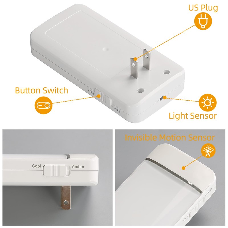 Dawnrise Night Lights Plug into Wall, Invisible Motion Sensor Night