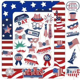 America Photo Props USA Inflatable Photo Frame Patriotic Party Decoration Photo Frame 27pcs Photo Booth Props Independence Day Decoration for 4th of July Day American Party Supplies