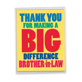 NobleWorks Jumbo Hysterical Thank You Greeting Card From Us 8.5 x 11 Inch with Envelope (1 Pack) Big, Jumbo Big Difference Brother-in-Law J8211TYG-US