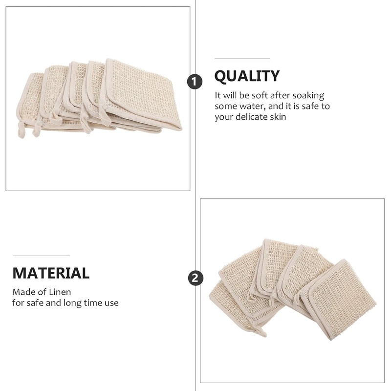 Toalla Exfoliante de Baño Artibetter Beige de Lino 5 Piezas