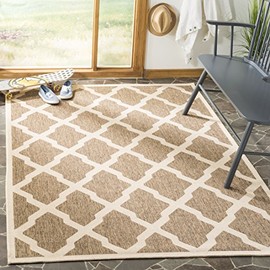 Safavieh Linden Collection LND122D Trellis Indoor/ Outdoor Area Rug, 5'3" x 7'6", Beige / Cream