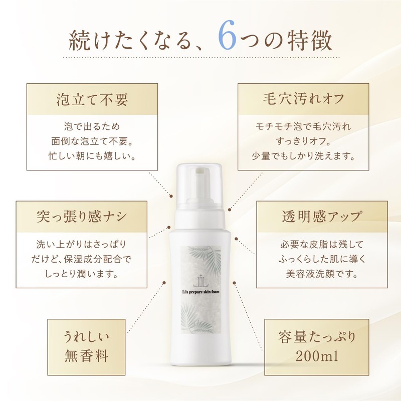 Li'a beauty プリペアスキンフォーム 泡 洗顔料 肌荒れ 毛穴 汚れ 黒ずみ 対策