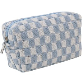 Grid Makeup Organizer Bag Checkered Cosmetic Pouch Pencil Case Travel Toiletry Bag Brush Storage Bag Knit Makeup Bag