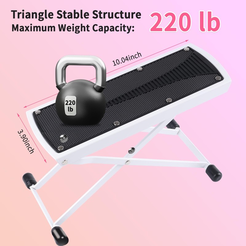 YINGJEE White Aluminum Alloy Pedicure Foot Rest, 6 Heights Adjustable