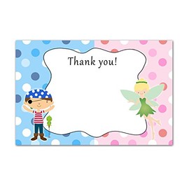 30 Pirate Fairy Pixie Blank Thank You Cards Kids Birthday Party Boy Girl + 30 White Envelopes