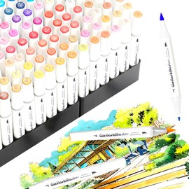 Ginflash Brush & Fine Art Markers Pen Sketch Alcohol Based Markers Dual Tipped Manga Drawing Coloring Marker Art Supplies (30)
