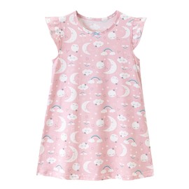 BANGSAUR Girls' Dress, Toddler Cotton Soft Sleepshirts,3-10 Years Moon 6-7Y