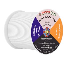 Mandala Crafts 1/8 Inch 3mm White Elastic Bungee Cords - 55 Yards Heavy-Duty Stretchy Shock Cord Rope for Kayak String, Tent Pole Cording Replacement, Outdoor, and DIY Projects