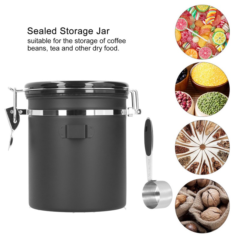 1.5L 304 Stainless Steel Coffee Beans Tea Canister Sealed Food
