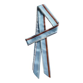 sourcing map Stripe Ribbon Skinny Neck Scarves Long Narrow Neckerchief Hairband for Women Wrist Wear Handbag Handle Wrap Sky blue 1