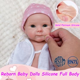 Aniiyy Full Body Silicone Reborn Baby 13 Inch Real Silicone Not Vinyl Lifelike Baby Doll Girl with Clothing Set for Kids