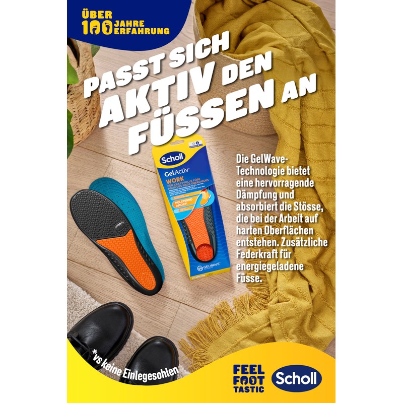 Scholl GelActiv Work Insoles for Men, All Day Comfort at