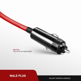 Nilight encendedor de cigarrillos Cable de extensión Cable resistente de 1.8 m 12 V/24 V Cargador de coche con enchufe de encendedor toma del encendedor, 2 años de garantía