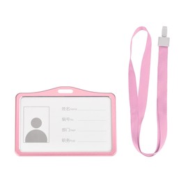 YOKIVE Badge Holder, Waterproof Horizontal Aluminum ID Holder with Neck Lanyard, Lightweight and High Visibility, Great for Office Teacher (Rose Gold Tone, 3.62 x 2.56-Inch)