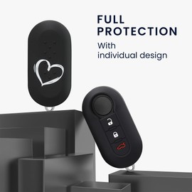 kwmobile kwmobile Autoschlssel Hlle kompatibel mit FIAT Lancia 3-Tasten Klapp Autoschlssel Hlle - Schlsselhlle Herz Brush Wei? Schwarz