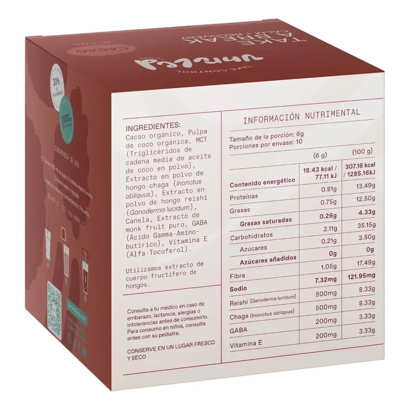 Blend Cacao En Polvo Mix Hongos Adaptógenos Reishi Chaga 60g
