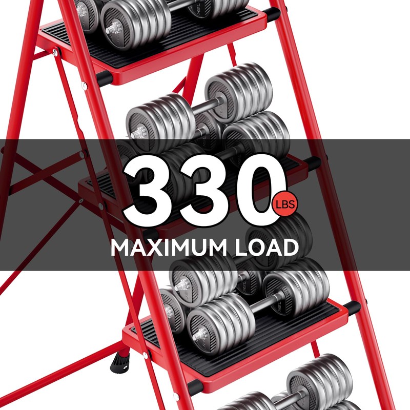 KINGRACK Step Ladder, Folding Ladder with Non-Slip and Wide Pedal,