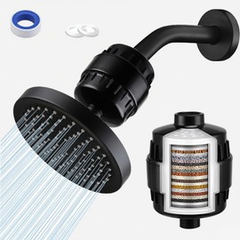 Cabezal de ducha de 6' con filtro de ducha de 25 etapas, Juego de Cabezal de Ducha, regadera con filtro para ducha afina, Regaderas afina con filtro para baño, Elimina el Cloro y Sustancias Nocivas