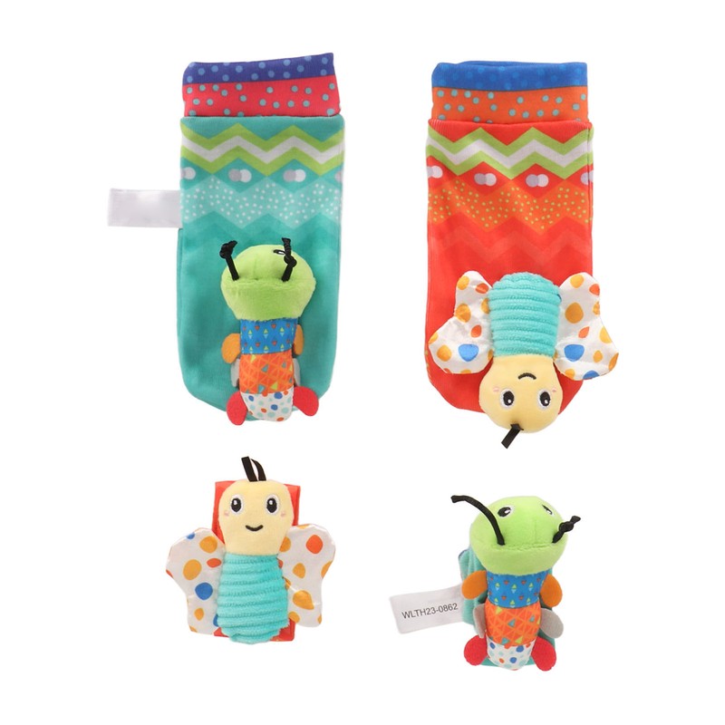 Baby Wrist Rattle Socks Set Soft Cute Cartoon Animal Hand