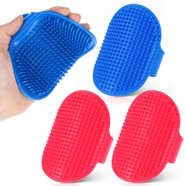 guduling 4 Pcs Cat Face Scratcher,Cat Self Groomer Corner Scratcher,Silicone Grooming Strap Pad for Cats,with Adjustable Loop Handle,for Indoor Cats,Dog and Pets (Blue+Rose Red)