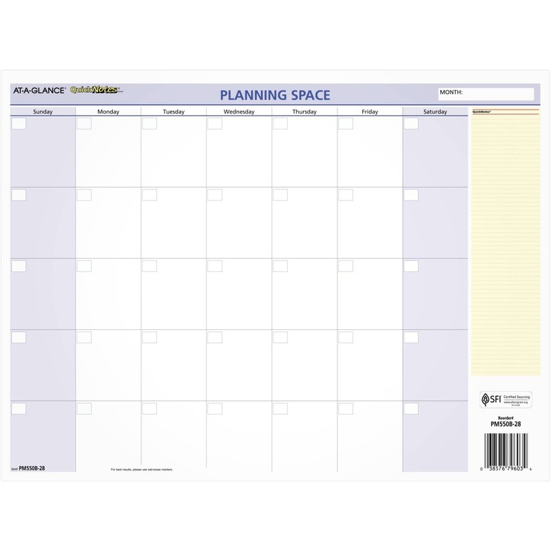 AT-A-GLANCE Calendario borrable 2023, planificador de pared de borrado en