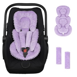 GFU Infant Car Seat Insert Head and Body Support, Reversible Newborn Insert for Carseat with Strap Pads, Soft Stroller Cushion Pillow Insert for Boys and Girls, Fits for Stroller, Swing, Purple