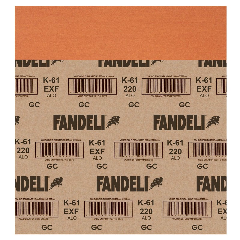 Fandeli 36014 220 Grit Wood Sandpaper Sheets, 9" x 11",