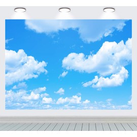 RUINI Blue Sky White Clouds Scene Photo Background Sunshine Sky Clouds Theme Photography Backdrop Photo Booth Wedding Party Decoration Background (7x5FT)