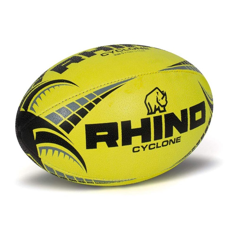 Rhino Cyclone Rugby Ball, Fluo Yellow, Size 4