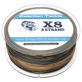 Reaction Tackle Braided Fishing Line - 8 Strand Green Camo 80LB 500yd